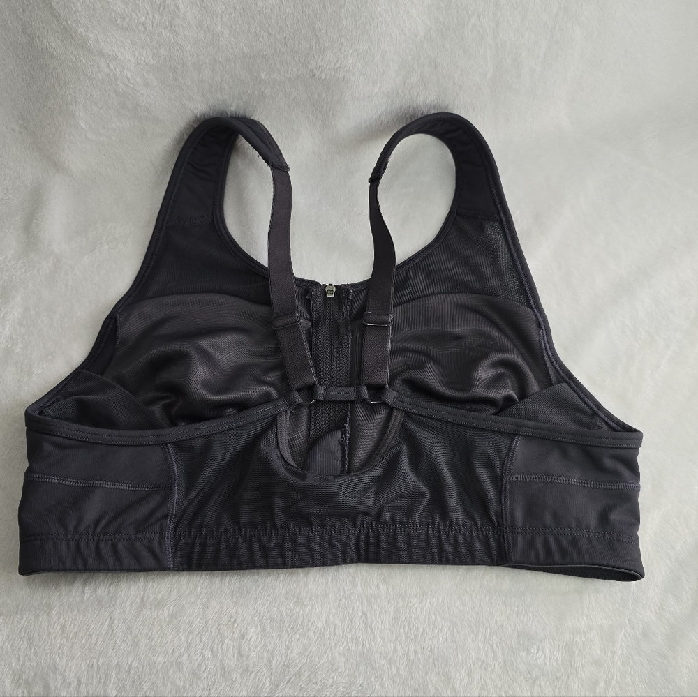 Athleta Front Zip High Impact Charcoal Gray Sports Bra Womens Size 36C - Picture 5 of 9